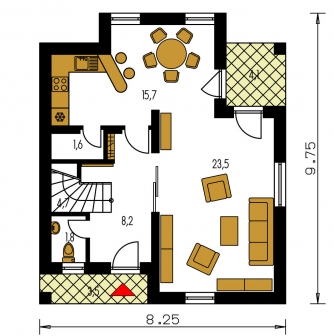 Mirror image | Floor plan of ground floor - KOMPAKT 34